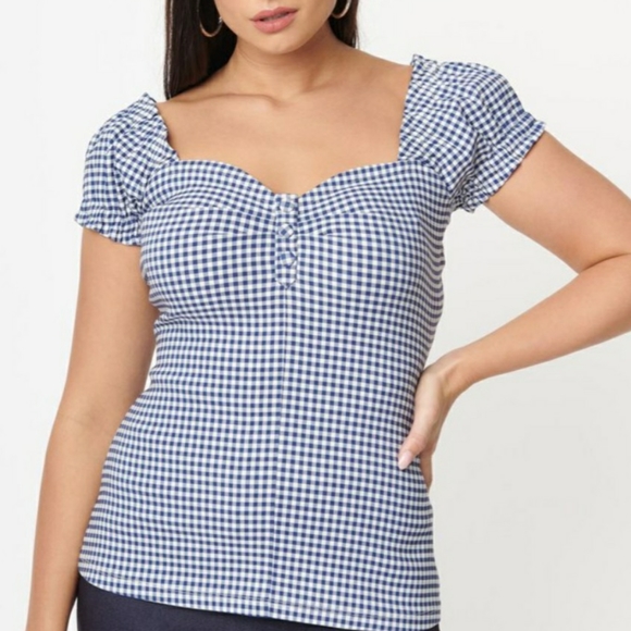 Blue Gingham Loretta Top - Picture 4 of 4